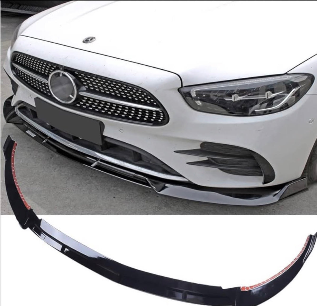 Mercedes W213 E63 AMG Front Bumper Lip Spoiler (2021-2023) - Gloss Black, New
