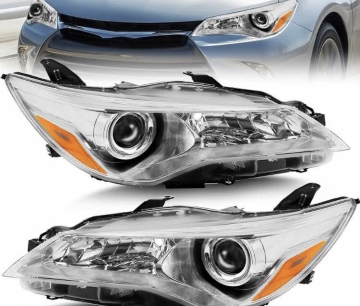 2015-2017 Toyota Camry Headlight Assembly Black Housing Amber Reflector
