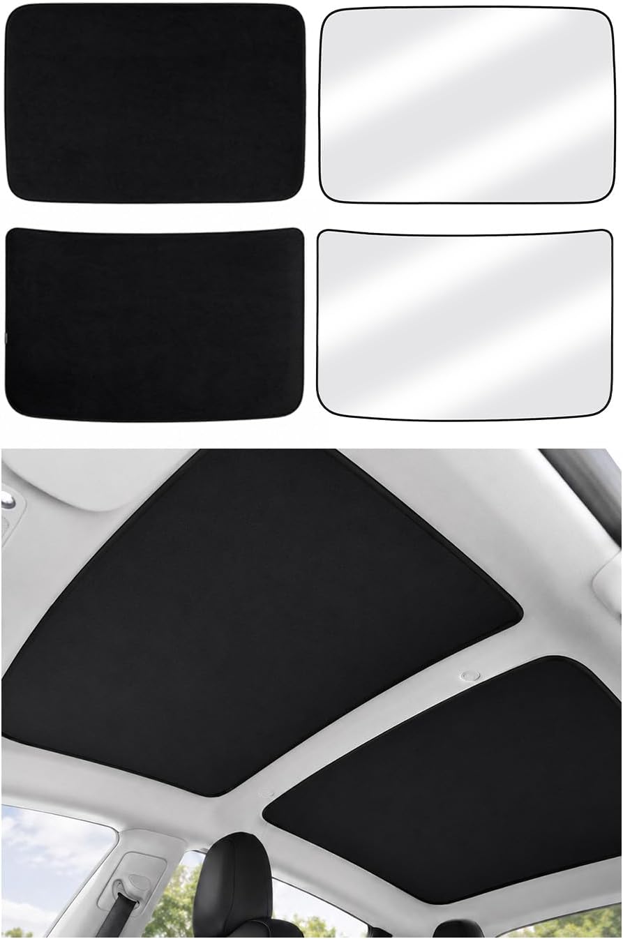 Sovtekr Tesla Model 3 Front & Rear Electrostatic Roof Sunshade Set – Black