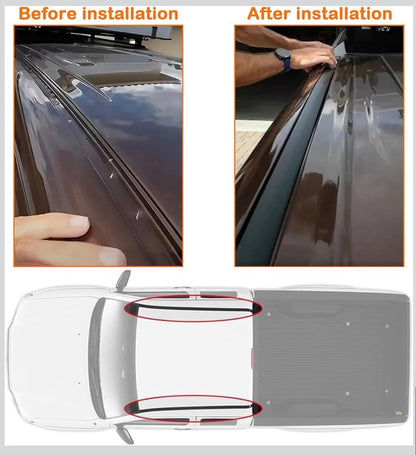 Roof drip molding trim before and after installation